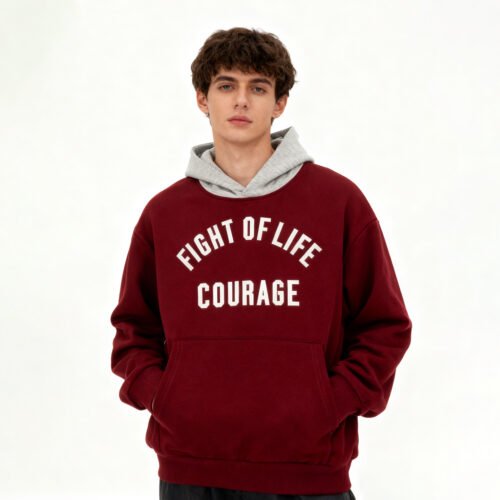 color block sports hoodie front view