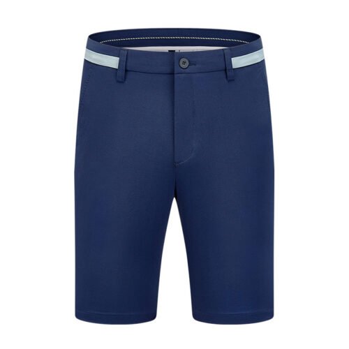 Front view of navy blue Heritage Classic tailored golf shorts on a mannequin.