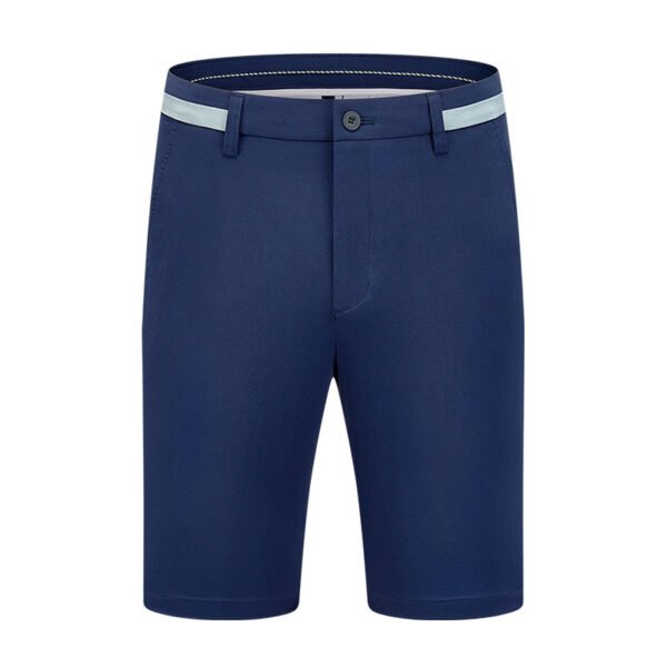 Front view of navy blue Heritage Classic tailored golf shorts on a mannequin.