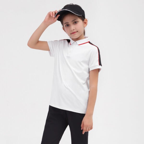 Kids Short Sleeve Polo Shirt with Contrast Collar and Cuffs