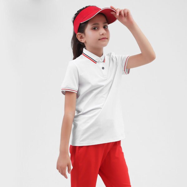 Kids Short Sleeve Polo Shirt with Contrast Collar and Cuffs