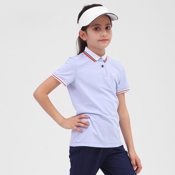 Kids Short Sleeve Polo Shirt with Contrast Collar and Cuffs