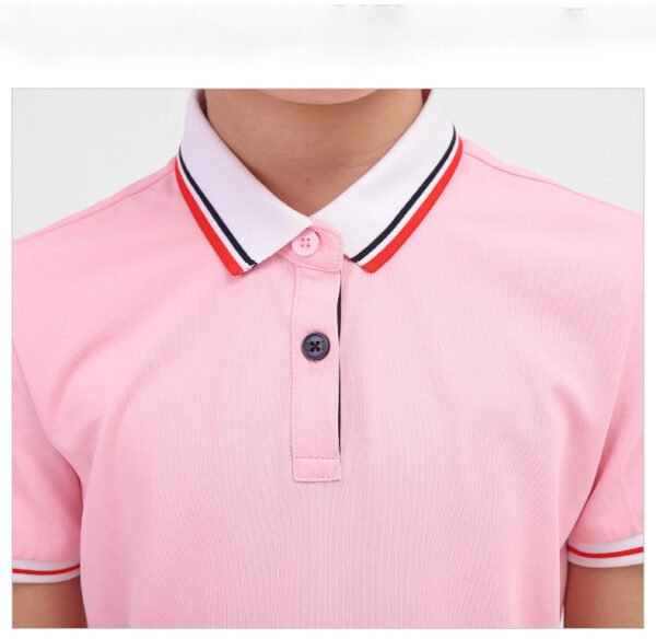 Kids Short Sleeve Polo Shirt with Contrast Collar and Cuffs