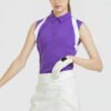 Custom Women’s Sleeveless Golf Polo Shirt – Purple & White