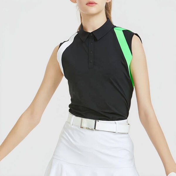 Custom Women’s Sleeveless Golf Polo Shirt – Purple & White