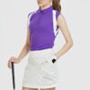 Custom Women’s Sleeveless Golf Polo Shirt – Purple & White