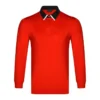 Men’s Solid Color Long Sleeve Golf Polo Shirt with Contrast Collar