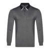 Men’s Solid Color Long Sleeve Golf Polo Shirt with Contrast Collar