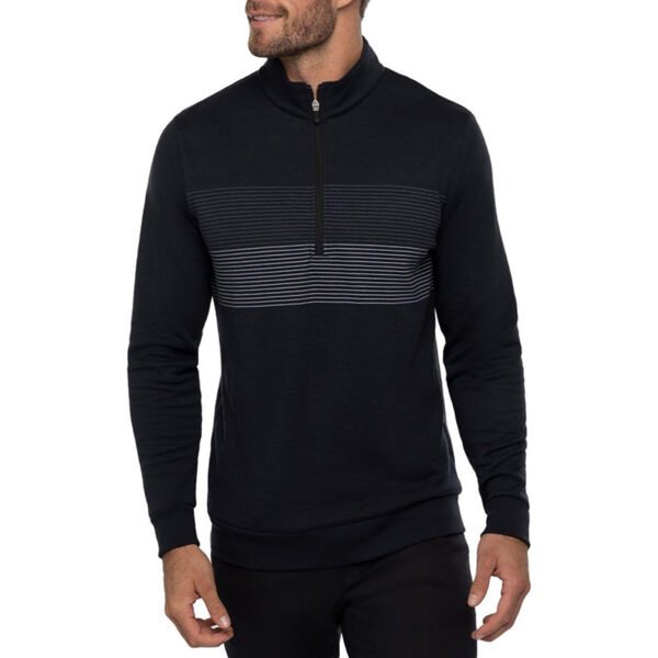 Custom Men's Striped 1/4 Zip Golf Midlayer - 100% Performance Polyester Pullover