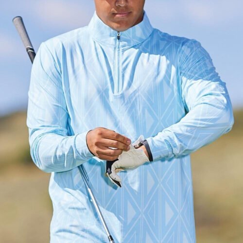 mens geometric print golf midlayer quarter zip pullover