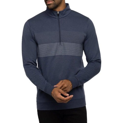Custom Men's Striped 1/4 Zip Golf Midlayer - 100% Performance Polyester Pullover