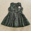 girls green plaid sleeveless school dress front view