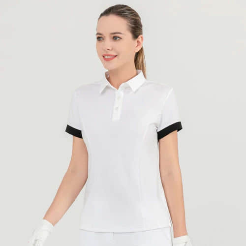 white contrast polo shirt womens