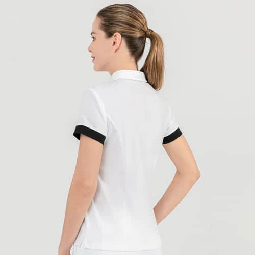 white contrast polo shirt womens